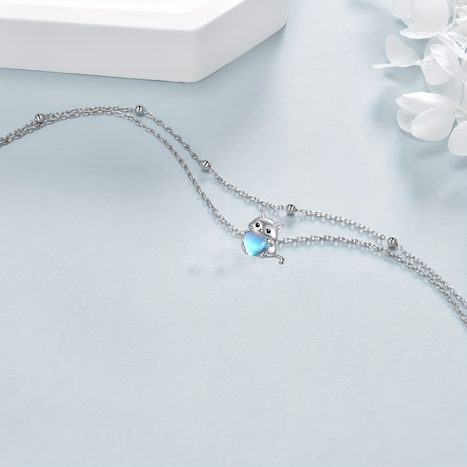 Moonstone Cat Bracelet S925 Sterling Silver